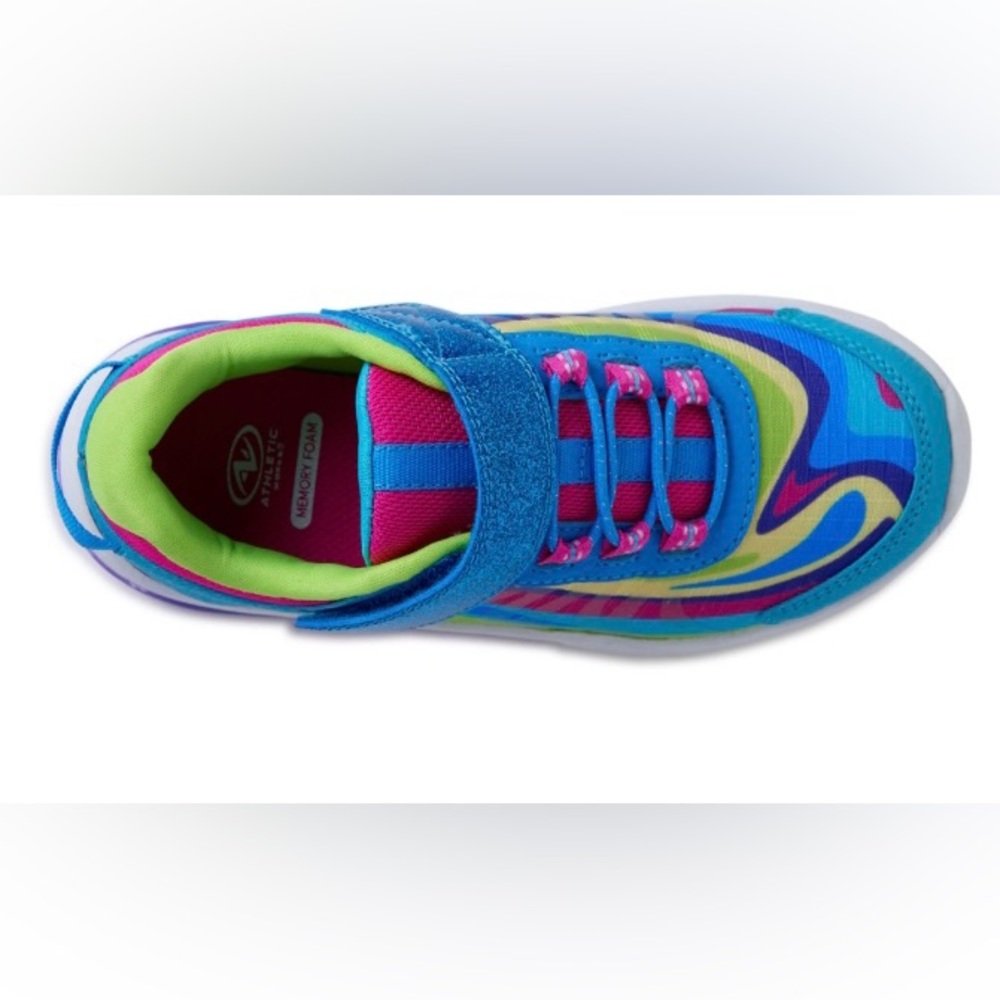 Size 2 Girls Athletic Works Big Girls Light Up Sneakers NWT Colorful - Picture 2 of 2